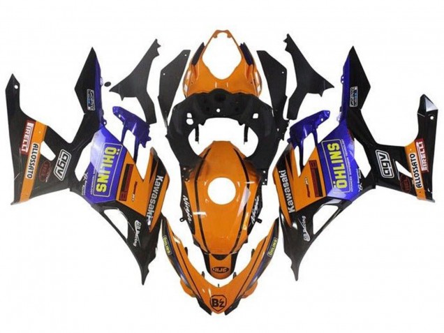 Carenagens Moto Kawasaki Ninja 400 2018-2024 - Laranja Preto Azul Amarelo OHLINS
