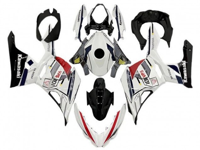 Carenagens Moto Kawasaki Ninja 400 2018-2024 - Branco Cinzento Amarelo Vermelho Preto Listra