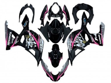 Carenagens Moto Kawasaki Ninja 400 2018-2024 - Preto Brilhante Rosa Branco
