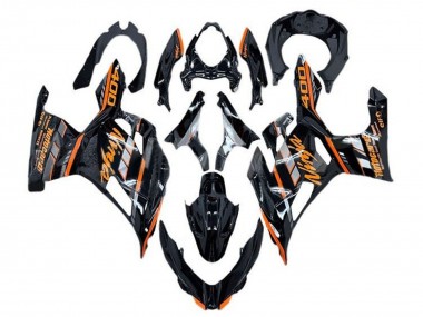 Carenagens Moto Kawasaki Ninja 400 2018-2024 - Preto Brilhante Laranja Cinzento