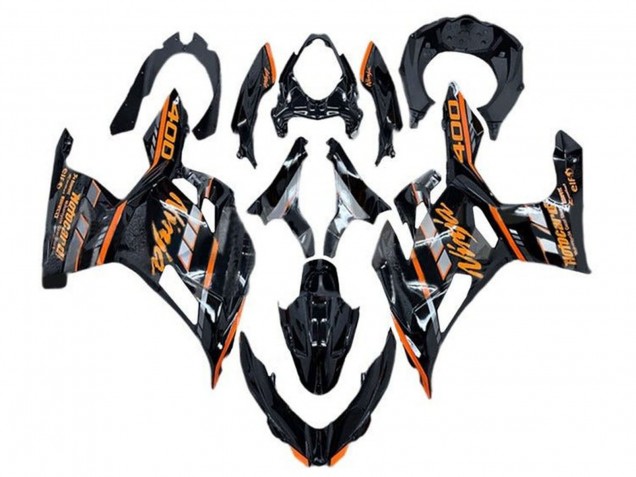 Carenagens Moto Kawasaki Ninja 400 2018-2024 - Preto Brilhante Laranja Cinzento