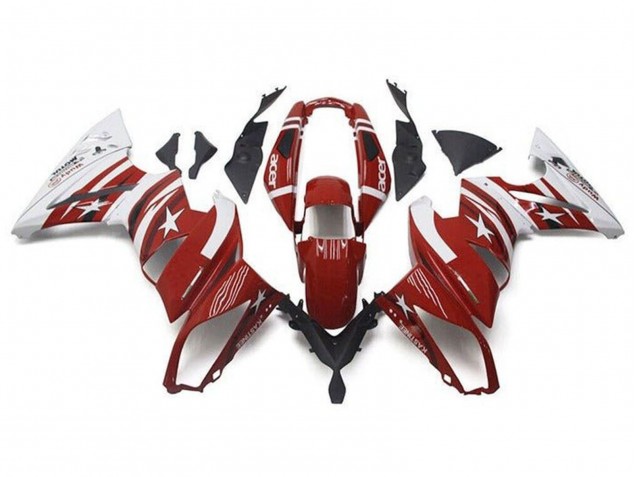 Carenagens Moto Kawasaki Ninja 650 EX650 2009-2011 - Vermelho Branco Estrela Acer
