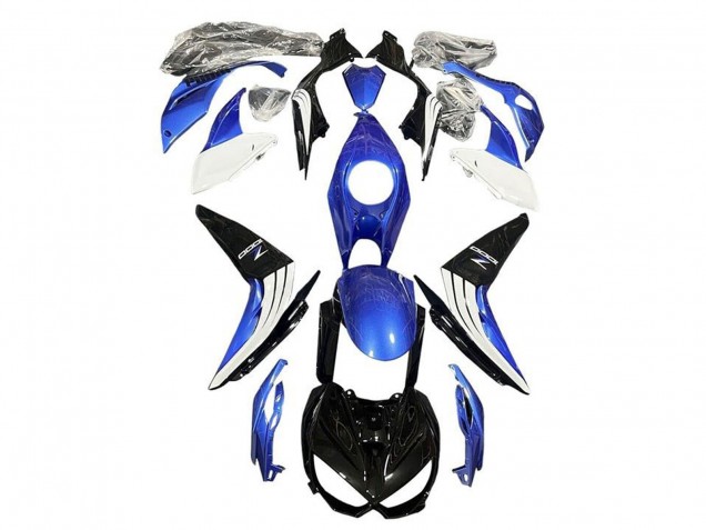 Carenagens Moto Kawasaki Z1000 2014-2019 - Azul Branco Preto Brilhante