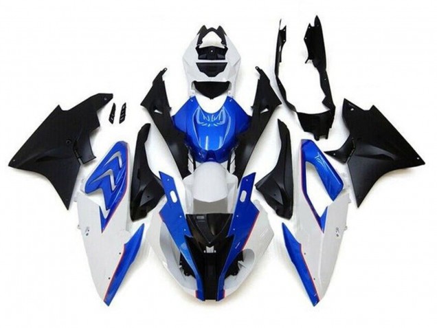 Carenagens Moto BMW S1000RR 2017-2018 - Branco Azul Preto Fosco