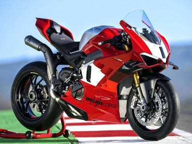 Carenagens Moto Ducati Panigale V4 V4S 2022-2024 - Prata Branco Vermelho Corse