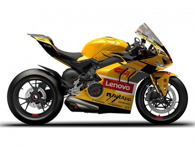 Carenagens Moto Ducati Panigale V4 V4S 2022-2024 - Amarelo Vermelho Lenovo