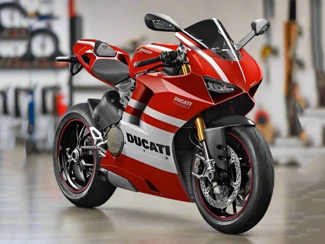 Carenagens Moto Ducati Panigale V4 V4S 2018-2019 - Branco Vermelho Listra