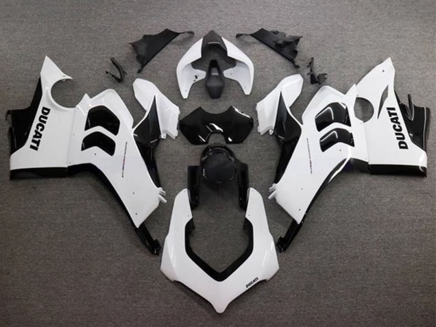 Carenagens Moto Ducati Panigale V4 V4S 2020-2021 - Branco Brilhante Preto Brilhante