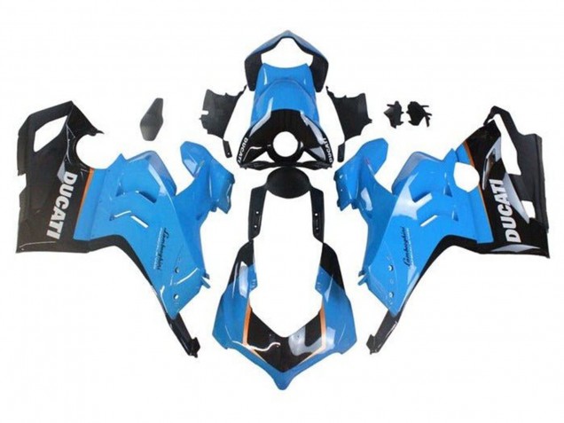 Carenagens Moto Ducati Panigale V4 V4S 2020-2021 - Azul Claro Laranja Preto Brilhante