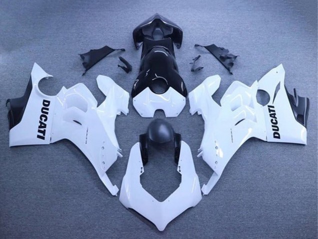 Carenagens Moto Ducati Panigale V4 V4S 2020-2021 - Branco Preto Brilhante