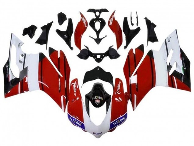 Carenagens Moto Ducati 959/1299 2015-2020 - Branco Vermelho Azul Preto Brilhante Unibat Flex-Box