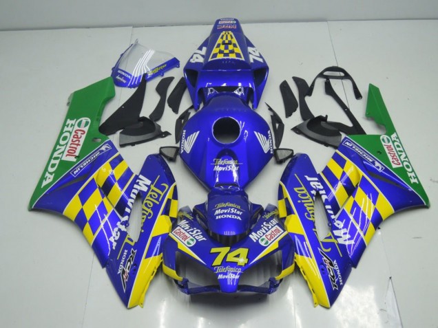 Carenagens Moto Honda CBR1000RR 2004-2005 - Azul Amarelo Verde MoviStar
