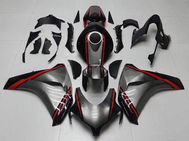 Carenagens Moto Honda CBR1000RR 2008-2011 - Cinzento Vermelho Preto Brilhante Listra