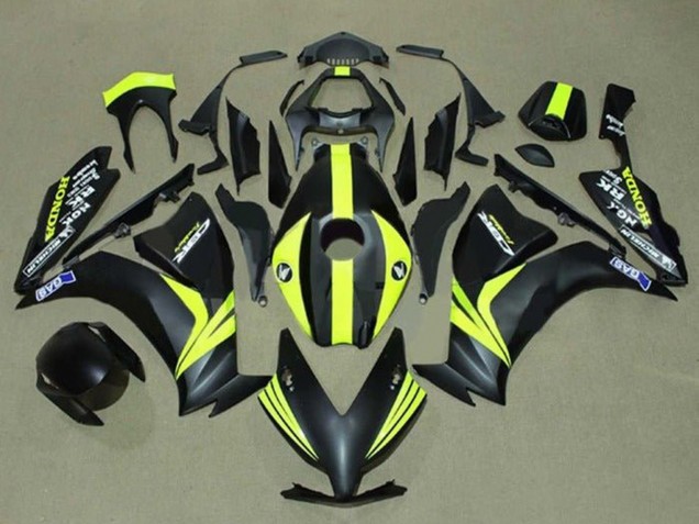 Carenagens Moto Honda CBR1000RR 2012-2016 - Preto Fosco Amarelo Listra