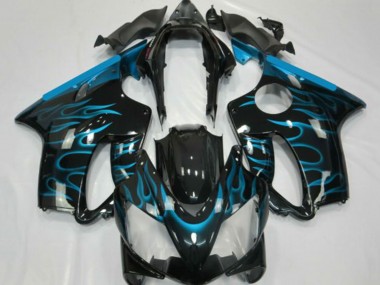 Carenagens Moto Honda CBR600 F4i 2001-2003 - Preto Brilhante Azul Claro Chama