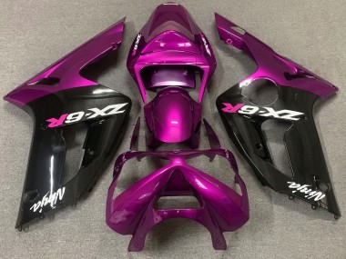 Carenagem Moto Kawasaki ZX6R 2003-2004 - Roxo Preto Brilhante