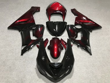 Carenagens Moto Kawasaki ZX6R 2005-2006 - Vermelho Preto Brilhante