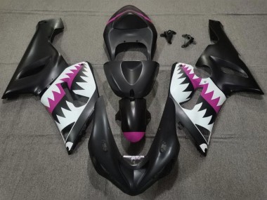 Carenagens Moto Kawasaki ZX6R 2005-2006 - Preto Fosco Branco Rosa Tubarão
