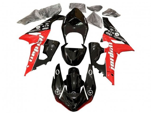 Carenagens Moto Kawasaki ZX6R 2005-2006 - Preto Brilhante Vermelho Branco Jordan
