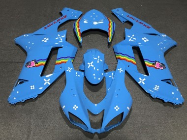 Carenagens Moto Kawasaki ZX6R 2007-2008 - Azul Claro Arco-íris