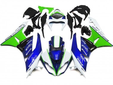 Carenagens Moto Kawasaki ZX6R 2007-2008 - Branco Azul Verde Preto