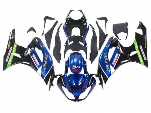 Carenagens Moto Kawasaki ZX6R 2009-2012 - Azul Preto Brilhante Vermelho Verde