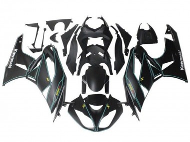 Carenagens Moto Kawasaki ZX6R 2009-2012 - Preto Fosco Azul Amarelo Listra