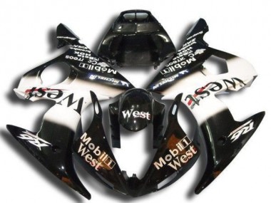 Carenagens Moto Yamaha YZF R6 2003-2004 - Preto Brilhante Branco Mobil West Michelin