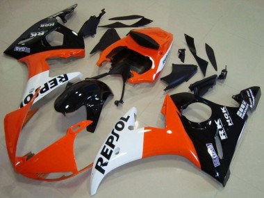 Carenagem Moto Yamaha YZF R6 2003-2004 - Laranja Branco Preto Brilhante Repsol