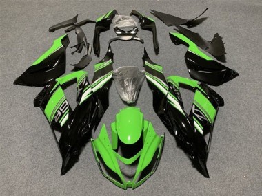 Kit Carenagens Moto Kawasaki ZX6R 2013-2018 - Verde Preto Brilhante