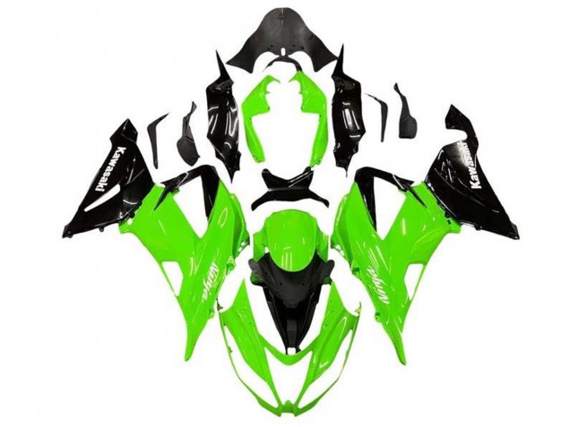 Kits Carenagem Moto Kawasaki ZX6R 2013-2018 - Verde Preto Brilhante