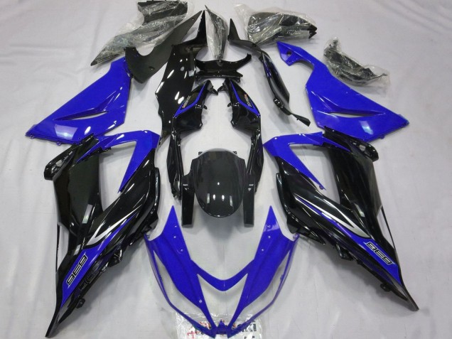 Carenagens Moto Kawasaki ZX6R 2013-2018 - Azul Preto Brilhante