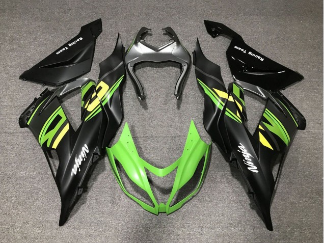 Carenagens Moto Kawasaki ZX6R 2013-2018 - Preto Fosco Verde Amarelo