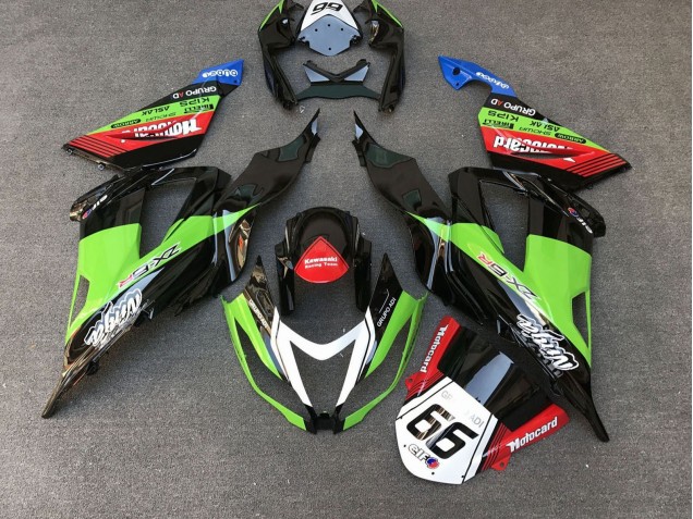 Carenagens Moto Kawasaki ZX6R 2013-2018 - Verde Preto Vermelho Branco Motocard 66