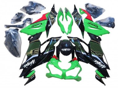 Carenagens Moto Kawasaki ZX6R 2019-2022 - Verde Vermelho Preto Brilhante Honeycomb