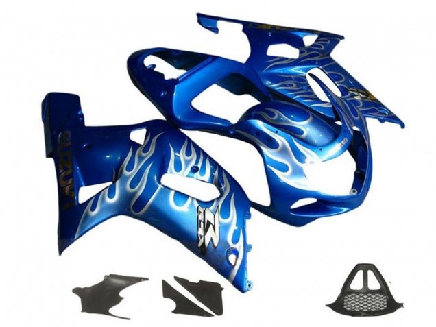 Carenagens Moto Suzuki GSXR1000 2000-2002 - Azul Branco Chama