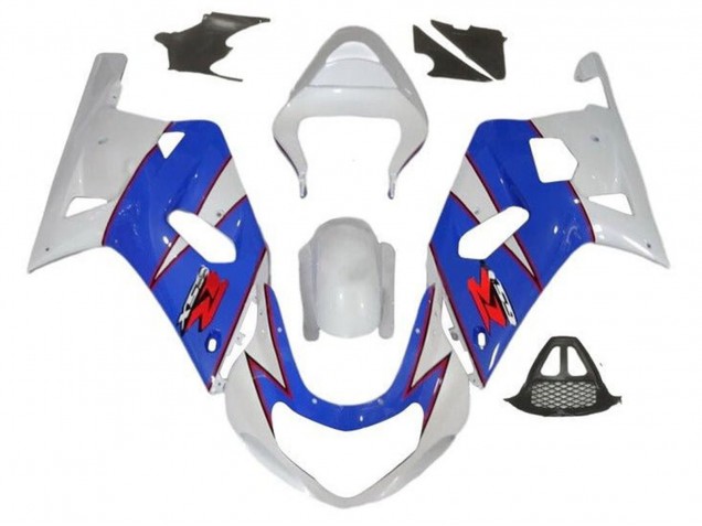 Carenagens Moto Suzuki GSXR1000 2000-2002 - Branco Azul Vermelho Risca de giz