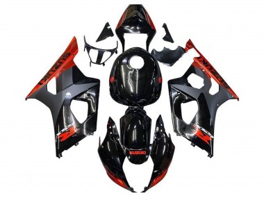 Carenagens Moto Suzuki GSXR 1000 2003-2004 - Preto Brilhante Preto Fosco Laranja