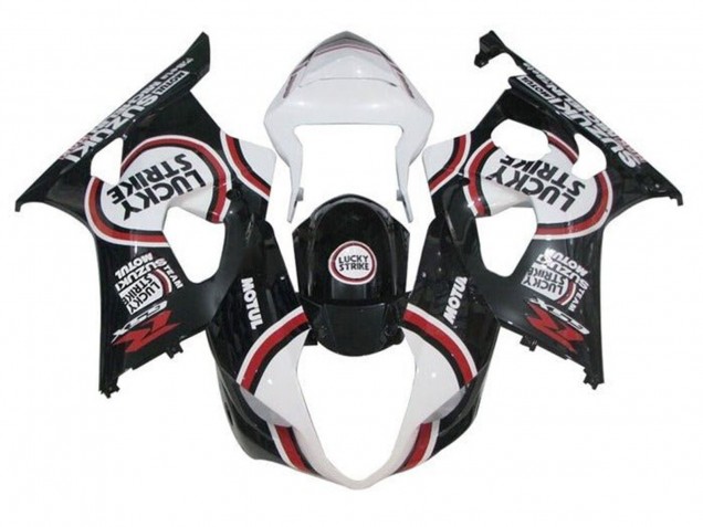 Carenagens Moto Suzuki GSXR 1000 2003-2004 - Branco Preto Vermelho Lucky Strike