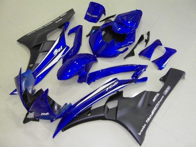 Carenagens Moto Yamaha YZF R6 2006-2007 - Azul Branco Preto Fosco Motul