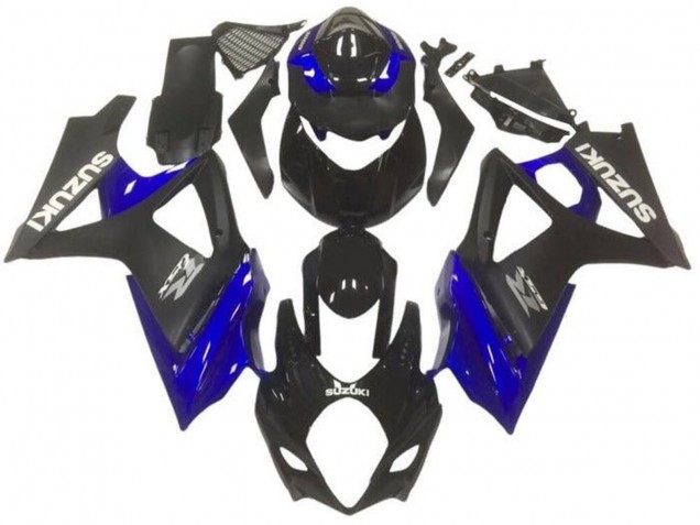 Carenagens Moto Suzuki GSXR 1000 2007-2008 - Preto Brilhante Preto Fosco Azul Cinzento