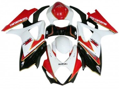 Carenagens Moto Suzuki GSXR 1000 2007-2008 - Branco Vermelho Ouro Preto