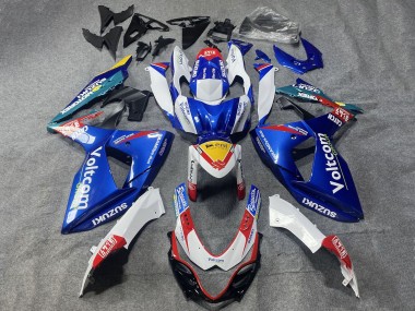 Carenagens Moto Suzuki GSXR 1000 2009-2016 - Branco Azul Vermelho Amarelo Voltcom
