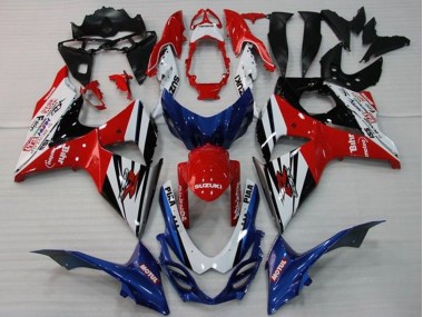 Carenagens Moto Suzuki GSXR 1000 2009-2016 - Branco Vermelho Azul Preto Listra