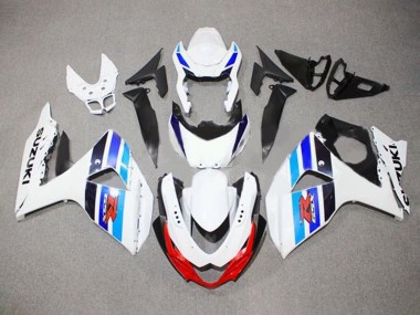 Carenagens Moto Suzuki GSXR 1000 2009-2016 - Branco Azul Vermelho Preto Listra