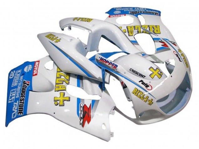Carenagens Moto Suzuki GSXR 600 / GSXR 750 1996-2000 - Branco Azul Amarelo Rizla