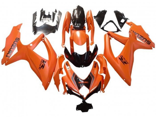Carenagens Moto Suzuki GSXR 600 / GSXR 750 2008-2010 - Laranja Preto Brilhante Decal