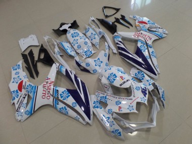 Carenagens Moto Suzuki GSXR 600 / GSXR 750 2008-2010 - Branco Azul Flower Vermelho Nastro Azzurro