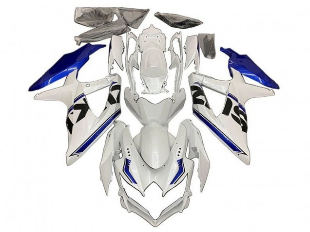Carenagens Moto Suzuki GSXR 600 / GSXR 750 2008-2010 - Branco Azul Preto Listra
