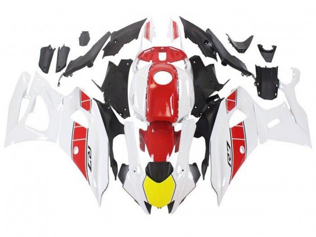 Carenagens Moto Yamaha YZF R7 2021-2024 - Branco Amarelo Vermelho Listra
